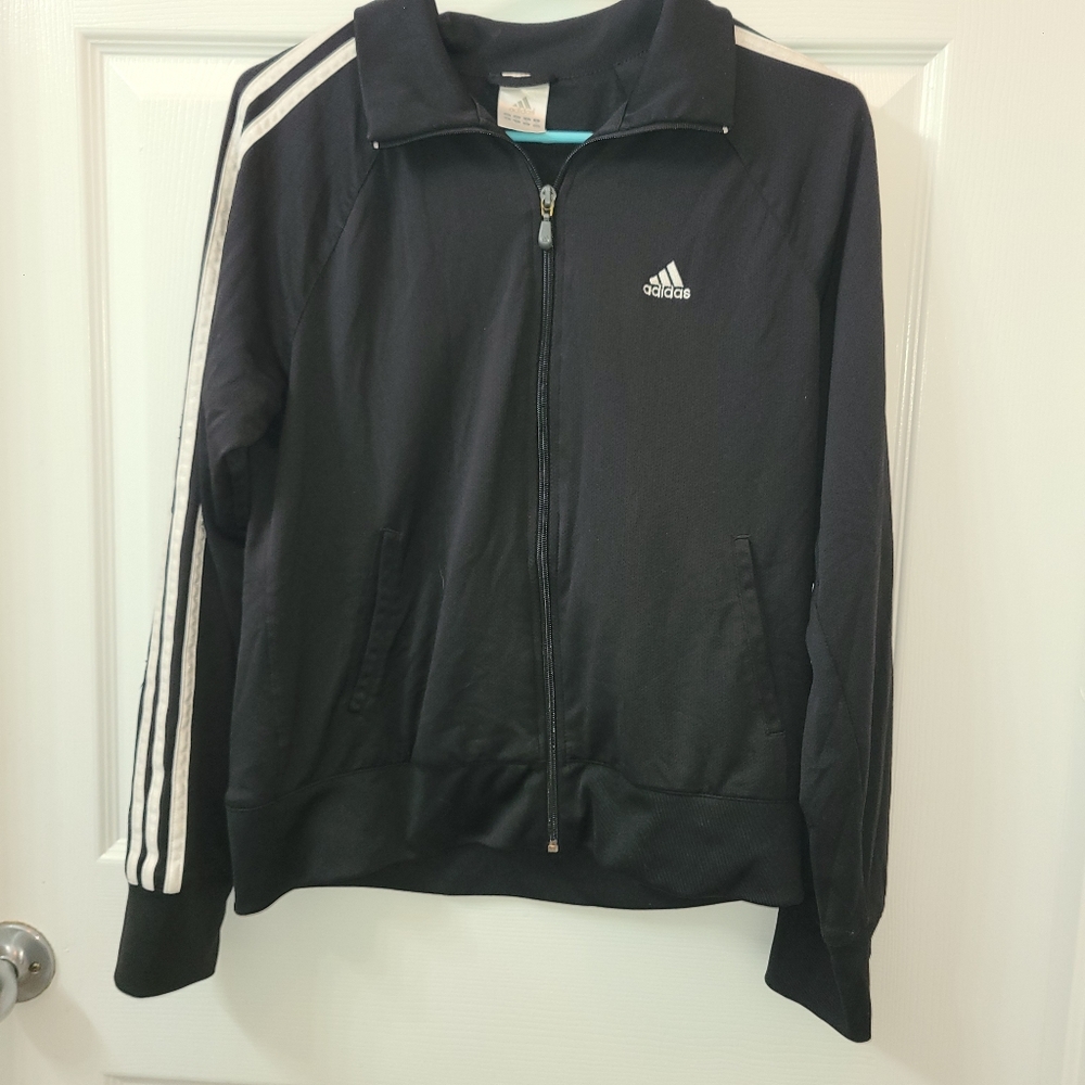 Adidas track jacket black and white large